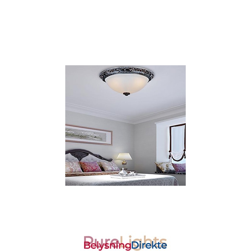 Innfelt Lampe I Glassharpiks, Sølvutskjæring, Retro, Europeisk Klassisk