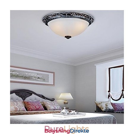 Innfelt Lampe I Glassharpiks, Sølvutskjæring, Retro, Europeisk Klassisk