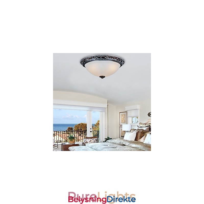 Innfelt Lampe I Glassharpiks, Sølvutskjæring, Retro, Europeisk Klassisk