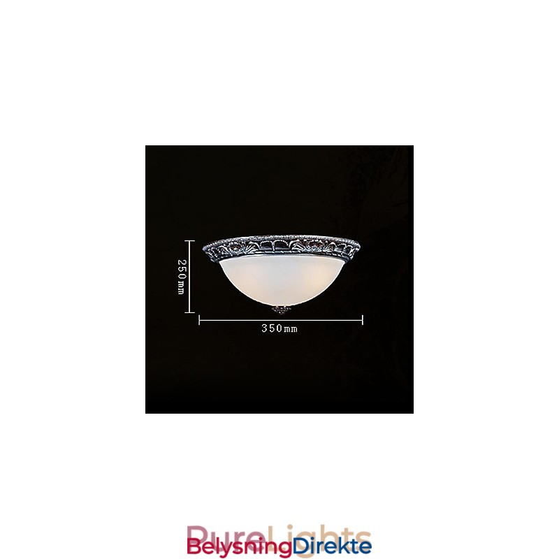 Innfelt Lampe I Glassharpiks, Sølvutskjæring, Retro, Europeisk Klassisk