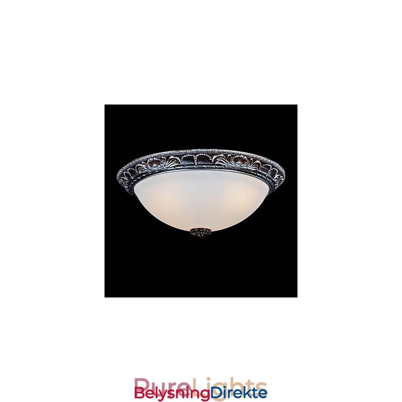 Innfelt Lampe I Glassharpiks, Sølvutskjæring, Retro, Europeisk Klassisk