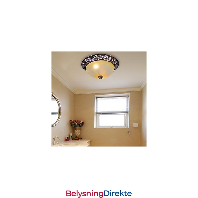 Innfelt Lampe Hvit Gul Glass Harpiks Sølv Utskjæring Europeisk Klassisk