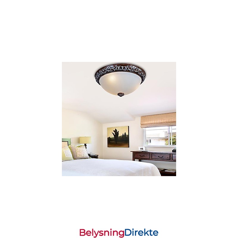 Innfelt Lampe I Glassharpiks, Sølvutskjæring, Europeisk Klassisk