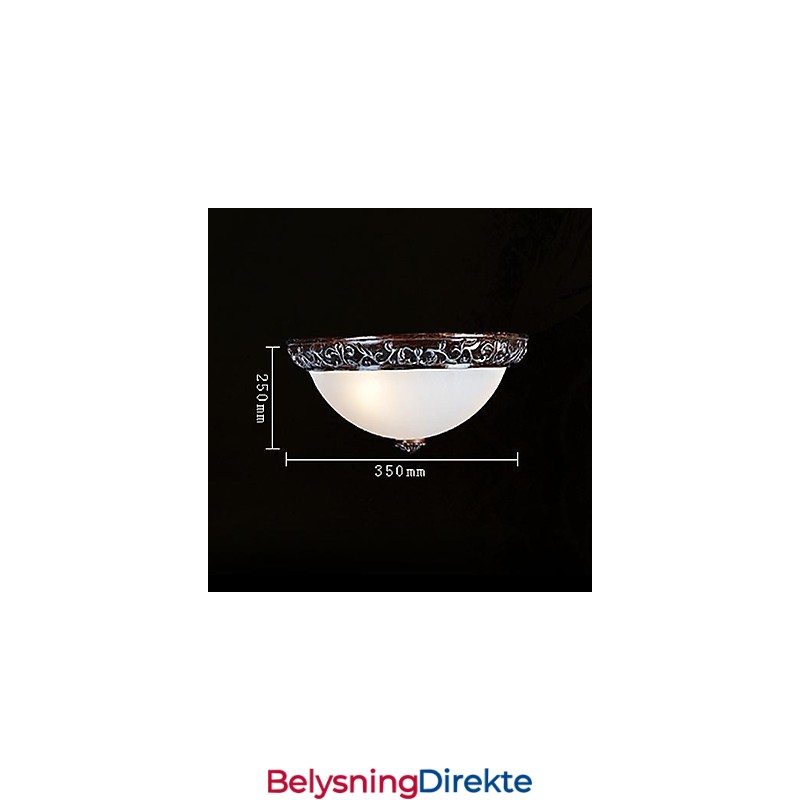 Innfelt Lampe I Glassharpiks, Sølvutskjæring, Europeisk Klassisk