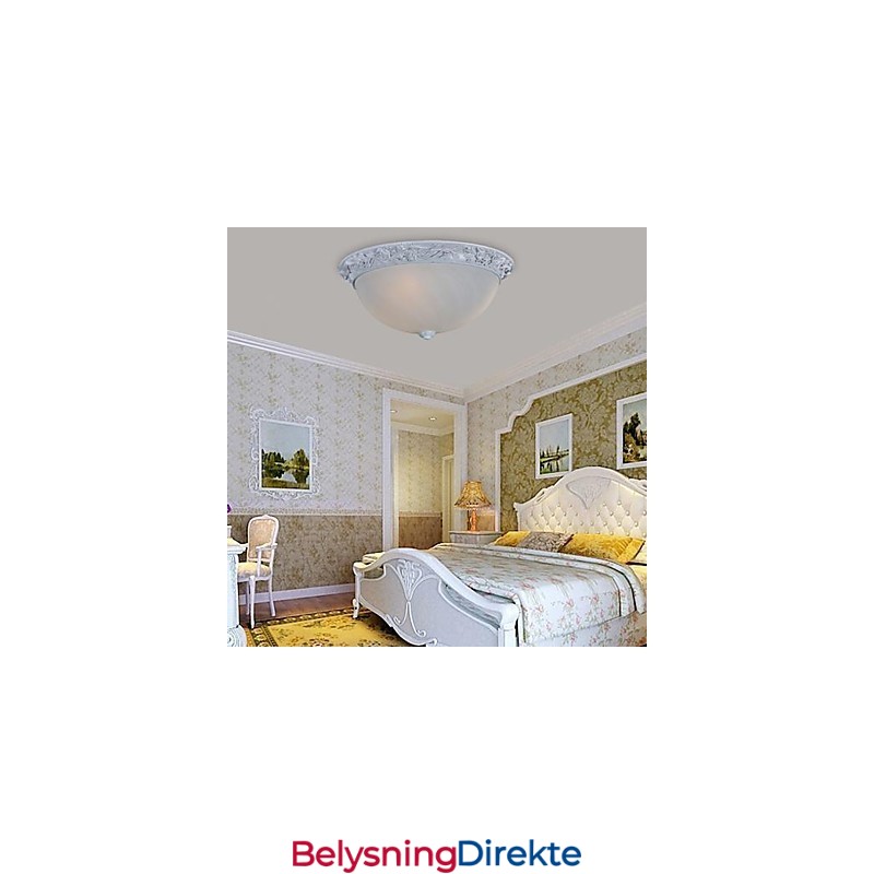 Hvit Innfelt Lampe I Glassharpiks, Europeisk Klassisk