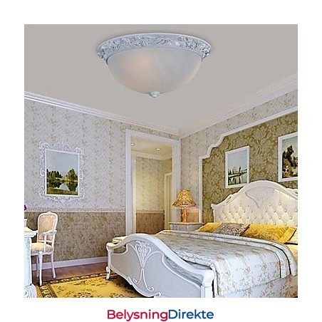 Hvit Innfelt Lampe I Glassharpiks, Europeisk Klassisk