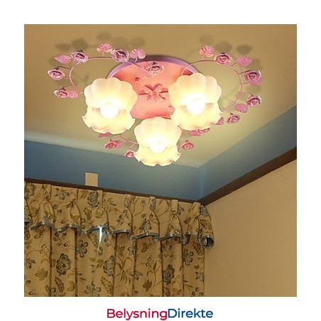 Kreativ Lampelampe Kontraktert Landlig Søt Rosa Rose 3 Absorberende Kuppellys