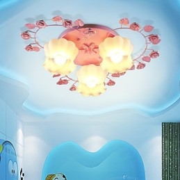 Kreativ Lampelampe Kontraktert Landlig Søt Rosa Rose 3 Absorberende Kuppellys