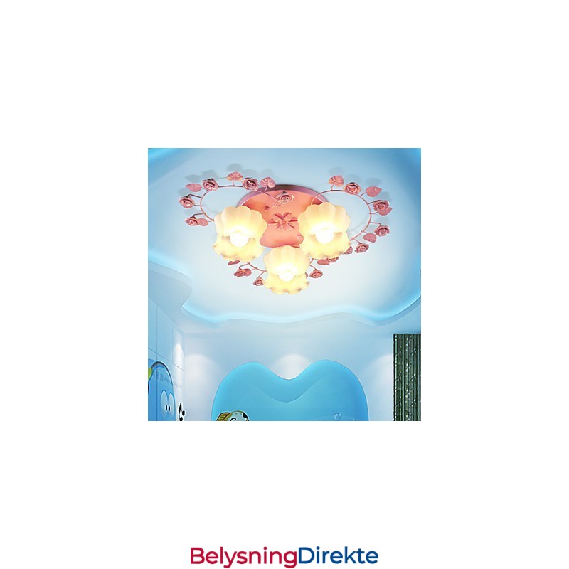 Kreativ Lampelampe Kontraktert Landlig Søt Rosa Rose 3 Absorberende Kuppellys