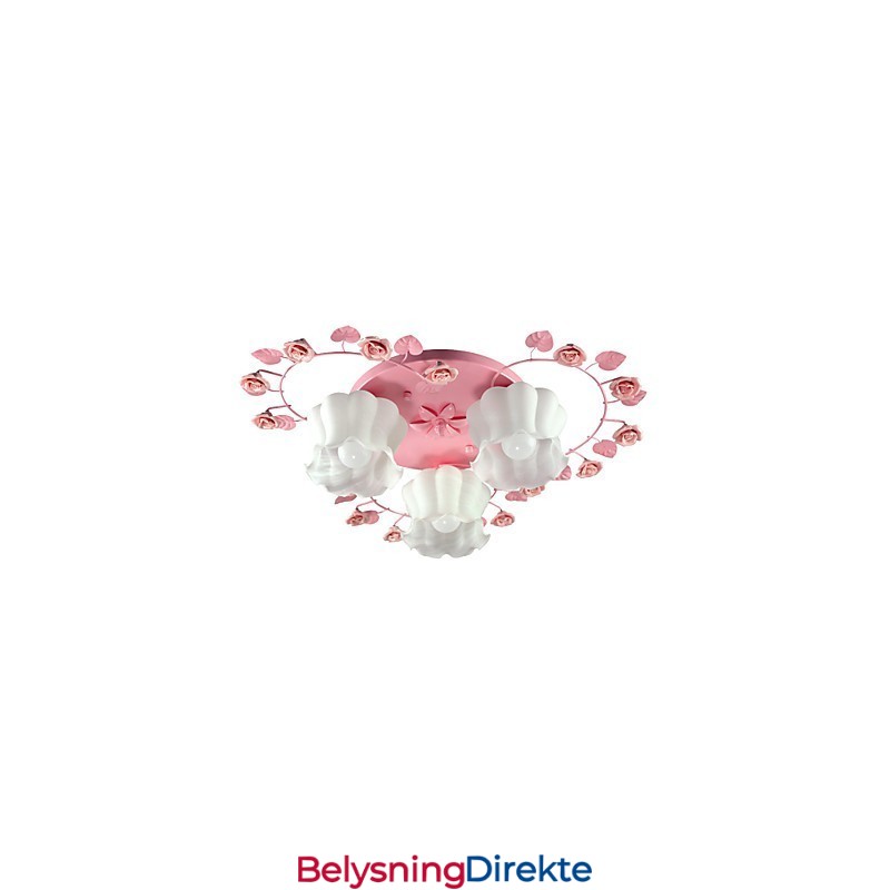 Kreativ Lampelampe Kontraktert Landlig Søt Rosa Rose 3 Absorberende Kuppellys