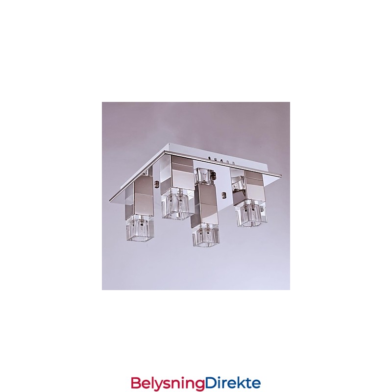 Taklamper Med 4 Lys I Krystall, Kunstnerisk Rustfritt Stålbelegg