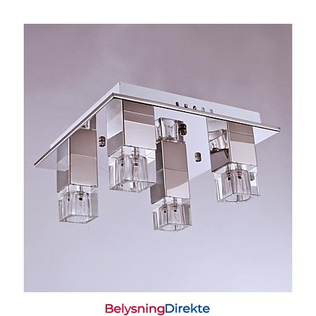 Taklamper Med 4 Lys I Krystall, Kunstnerisk Rustfritt Stålbelegg