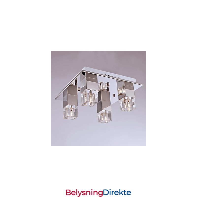 Taklamper Med 4 Lys I Krystall, Kunstnerisk Rustfritt Stålbelegg