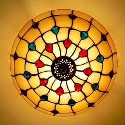 30 * 19 Cm Smijernslampe I Europeisk Stil Med Halvkuppelformet Lys I Farget Glass
