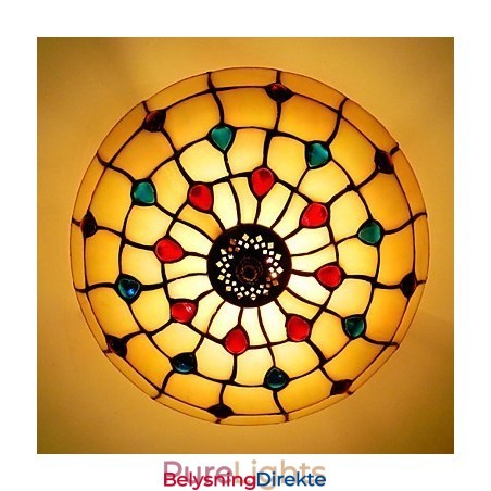 30 * 19 Cm Smijernslampe I Europeisk Stil Med Halvkuppelformet Lys I Farget Glass