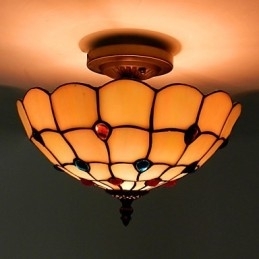 30 * 19 Cm Smijernslampe I Europeisk Stil Med Halvkuppelformet Lys I Farget Glass