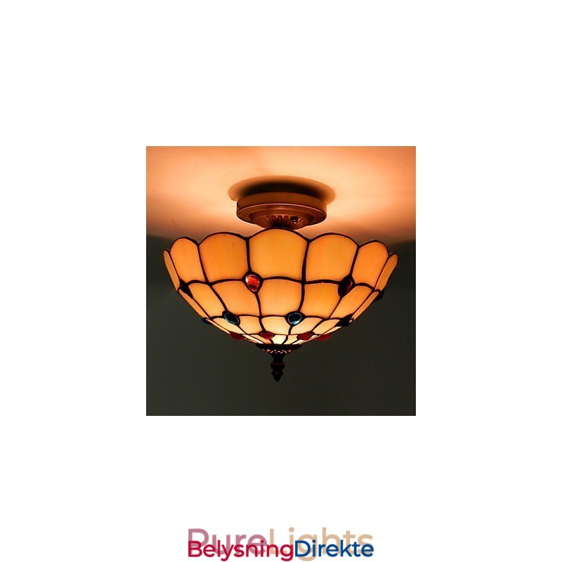 30 * 19 Cm Smijernslampe I Europeisk Stil Med Halvkuppelformet Lys I Farget Glass