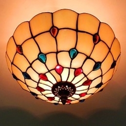 30 * 19 Cm Smijernslampe I Europeisk Stil Med Halvkuppelformet Lys I Farget Glass