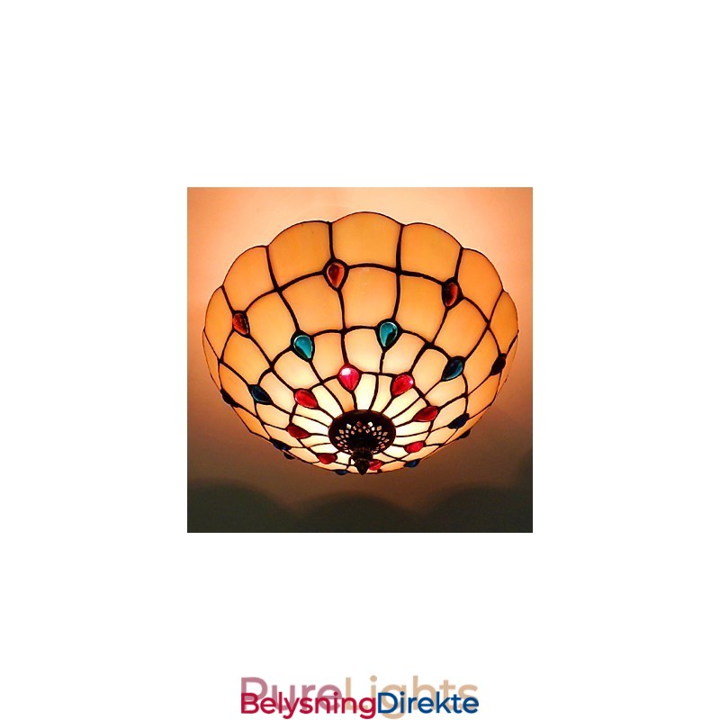 30 * 19 Cm Smijernslampe I Europeisk Stil Med Halvkuppelformet Lys I Farget Glass