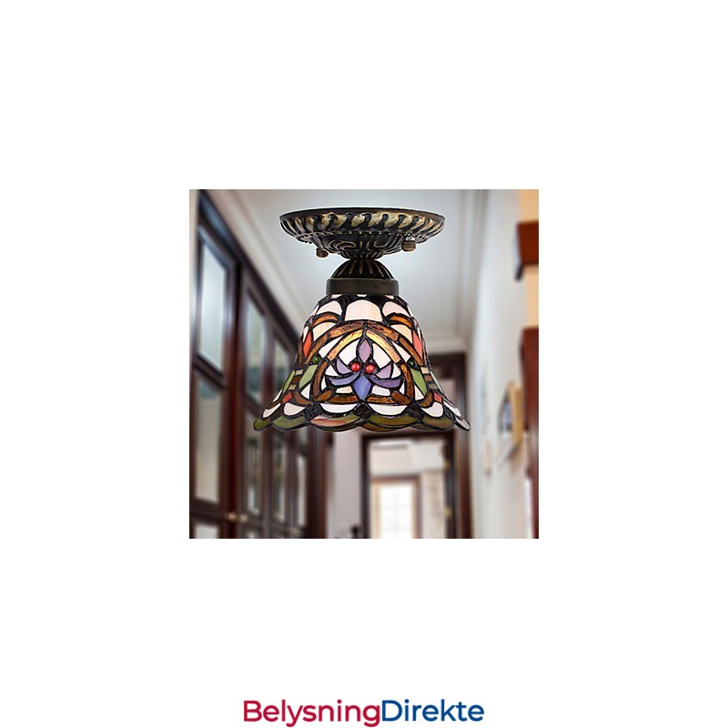 Europeisk Landlig Kreativ Kunst Farget Glass Absorberer Kuppellampelys