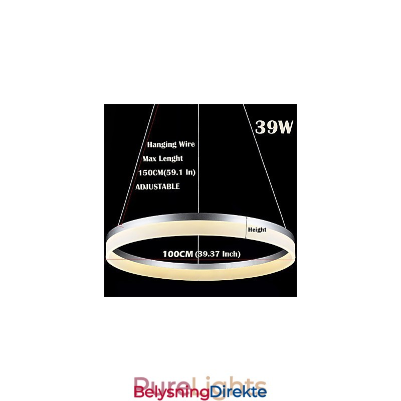 Rund Pendellampe Moderne Akryllamper Belysning Luksuriøse Enkeltringtaklamper