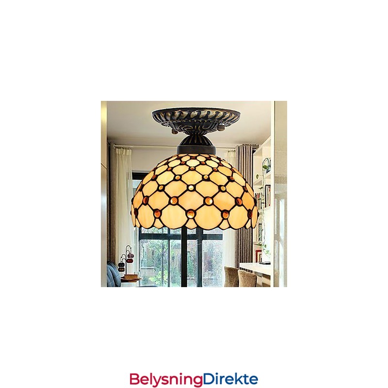 Europeisk Landlig Kreativ Kunst Farget Glass Absorberer Kuppellampelys