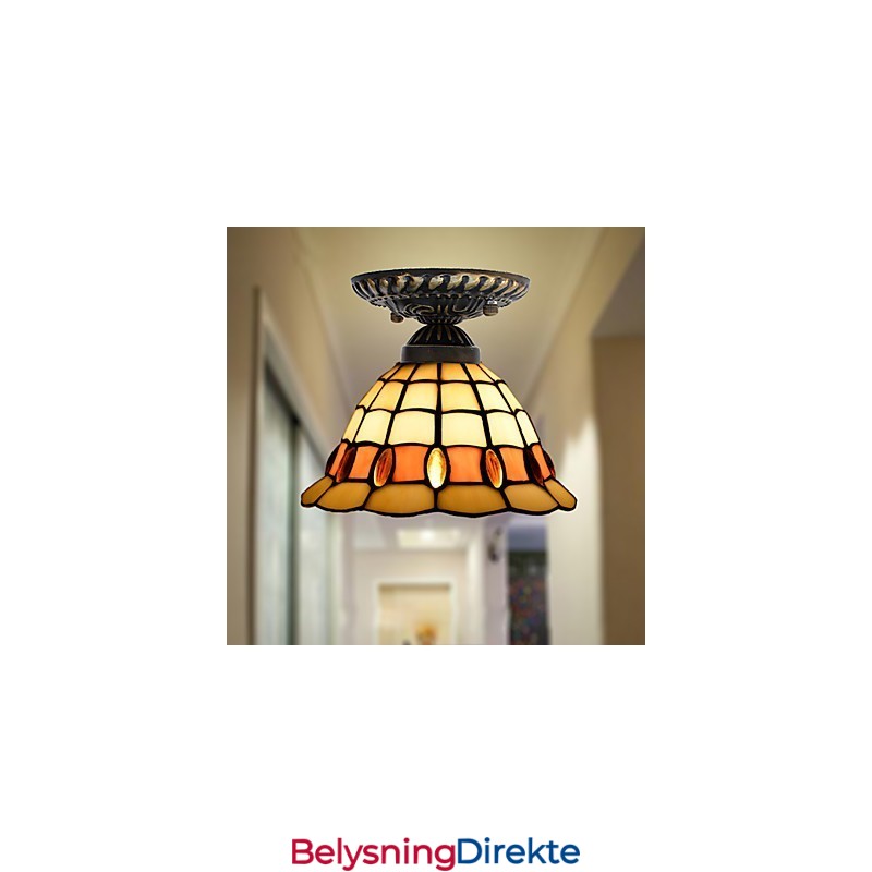 Europeisk Landlig Kreativ Kunst Farget Glass Absorberer Kuppellampelys