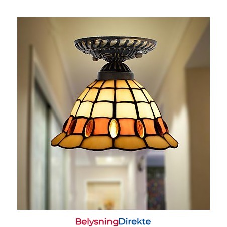 Europeisk Landlig Kreativ Kunst Farget Glass Absorberer Kuppellampelys