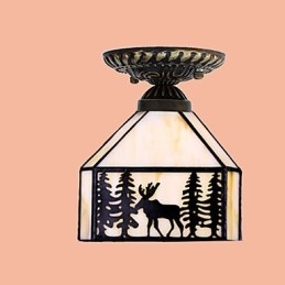 Jul Europeisk Landlig Kreativ Kunst Farget Glass Absorberer Kuppellampelys