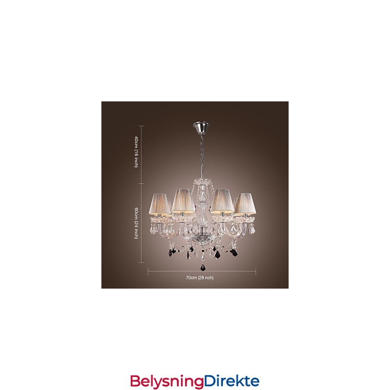 Krystalllysekrone Luksuriøs Moderne Livsstil 8 Lys Med Stoffskjerm