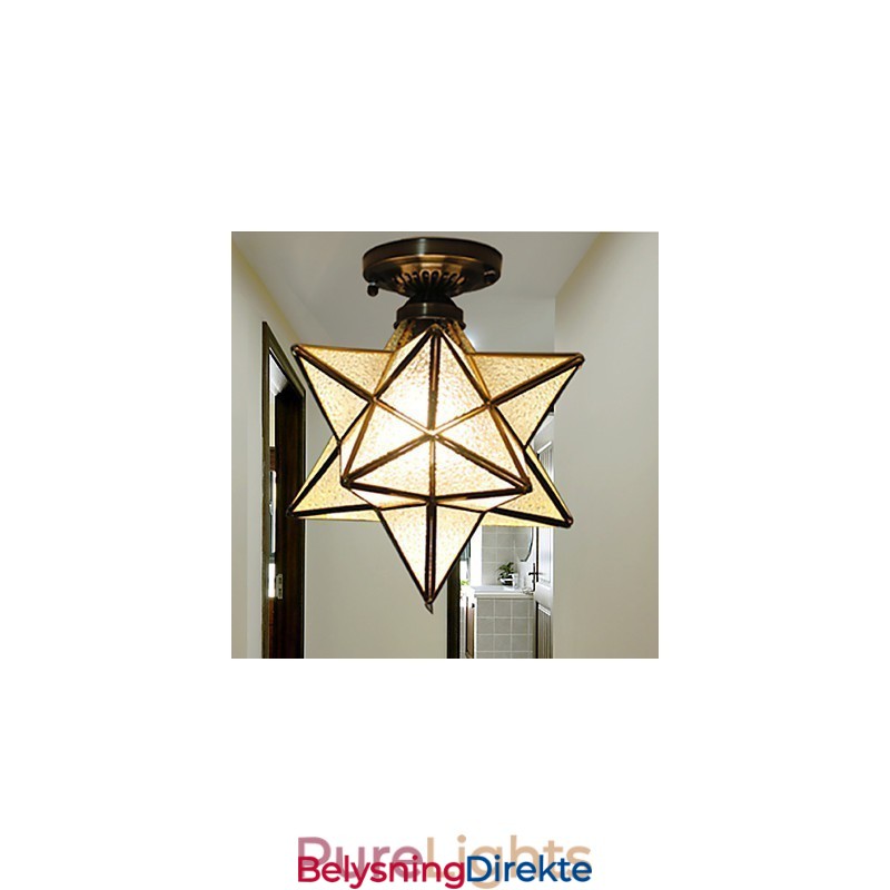 Europeisk Landlig Kreativ Kunst Glassmaleristjerner For Å Absorbere Lys Fra Kuppellamper