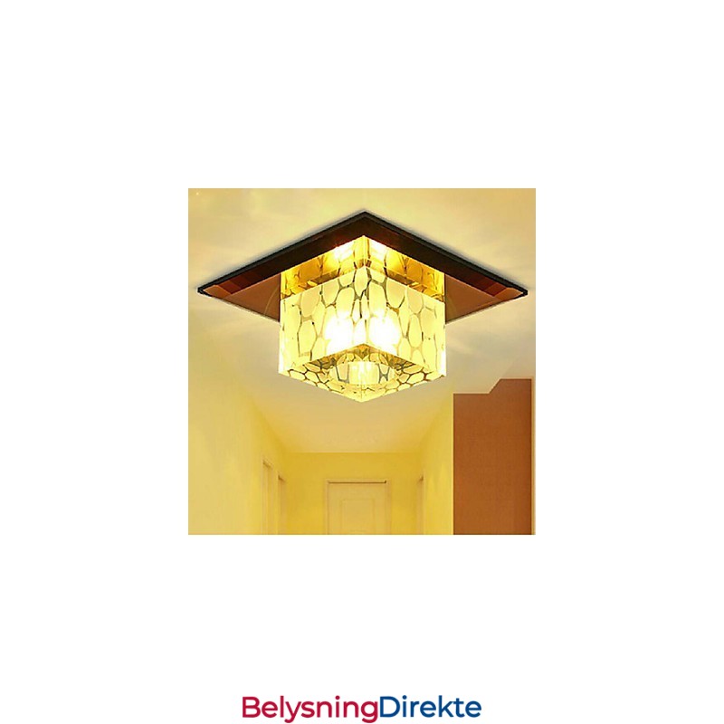 Mini Krystall Taklampe Spotlight 3W Kreativ Lampe Rørlys Fargerik Farge Firkantet Kuppellys