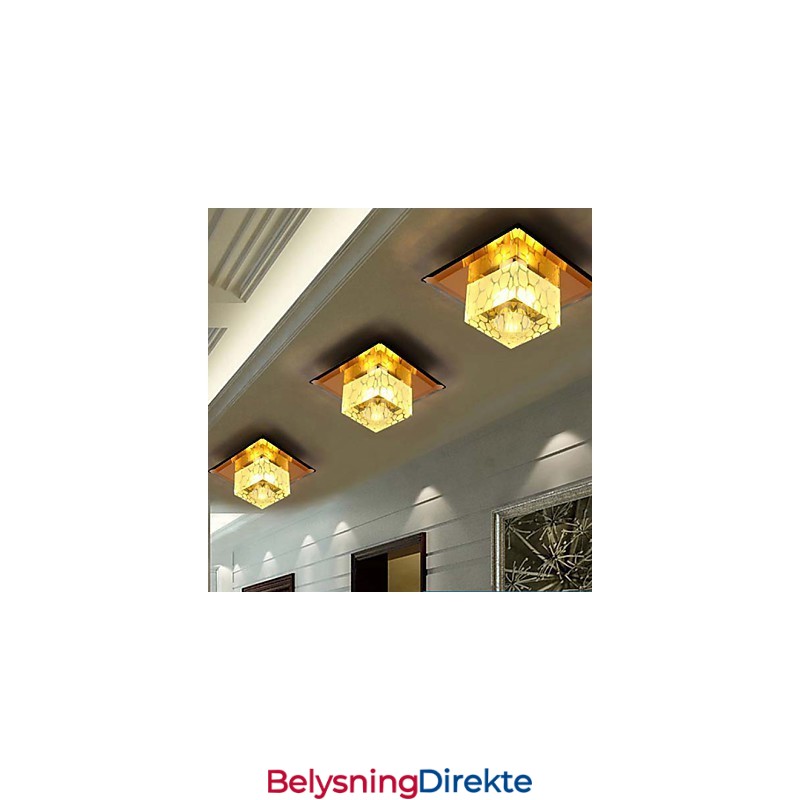 Mini Krystall Taklampe Spotlight 3W Kreativ Lampe Rørlys Fargerik Farge Firkantet Kuppellys