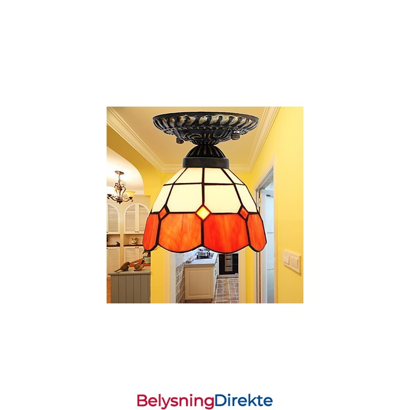 17 * Europeisk Landlig Kreativ Kunst Farget Glass Absorberer Kuppellampelys