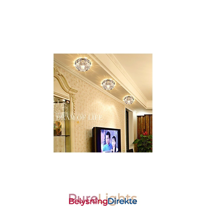 Krystall Taklampe Spotlight Smd 3W Kreativ Lampe Absorberer Kuppellys