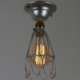 Minilampe I Landlig Stil Med 1 Lys, Maling, Sølvfarget