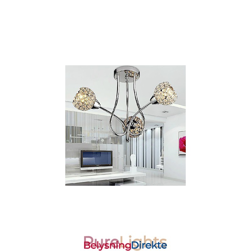 Moderne Skinnende 3-Lyss Innfelt Lampe I Krystalldesign