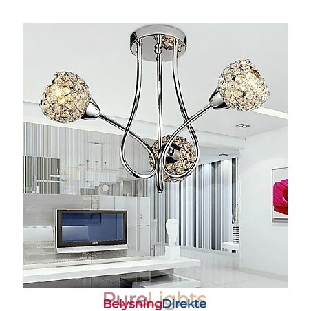 Moderne Skinnende 3-Lyss Innfelt Lampe I Krystalldesign