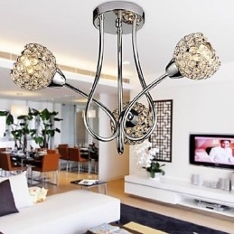 Moderne Skinnende 3-Lyss Innfelt Lampe I Krystalldesign