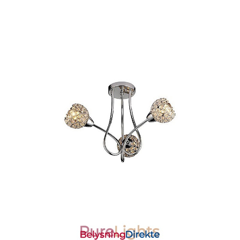 Moderne Skinnende 3-Lyss Innfelt Lampe I Krystalldesign