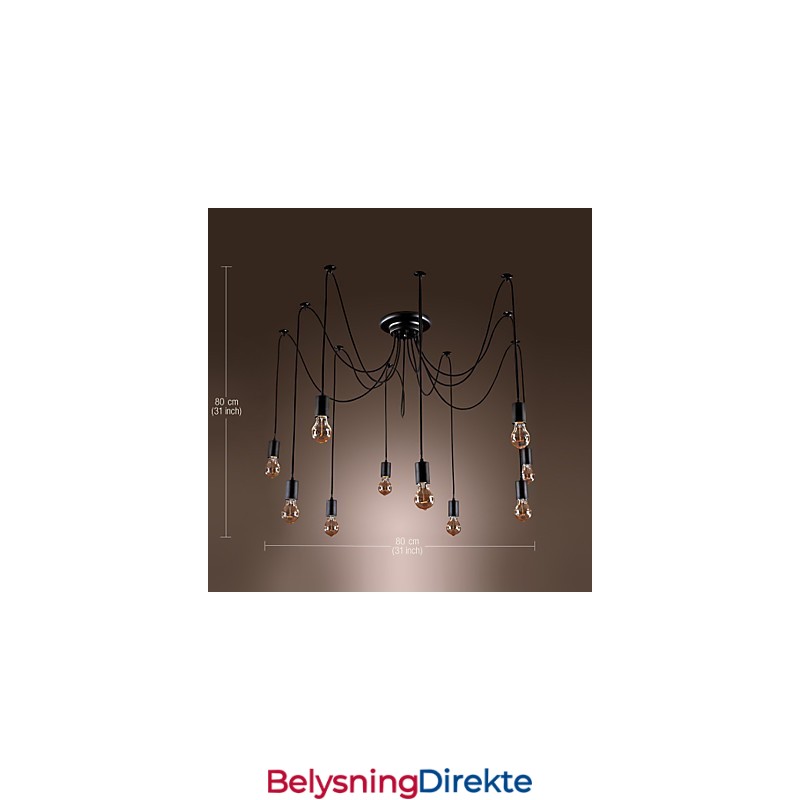 Lysekrone Vintage Design Pærer Inkludert Stue 10 Lys Pendellampe