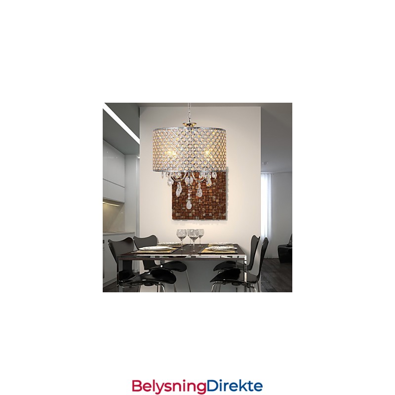 Trommelysekrone Krystall Moderne Pendellampe Med 4 Lys