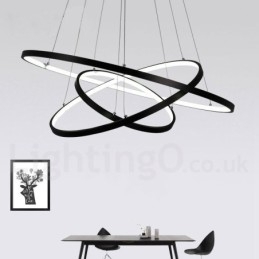 Dimbar Pendellampe Med Fjernkontroll, Moderne Design, Tre Ringer