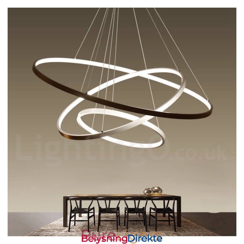 Dimbar Pendellampe Med Fjernkontroll, Moderne Design, Tre Ringer