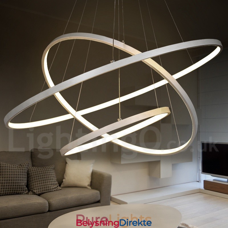 Dimbar Pendellampe Med Fjernkontroll, Moderne Design, Tre Ringer