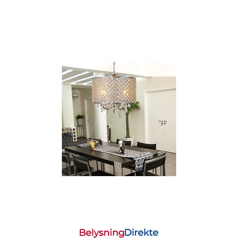 Trommelysekrone Krystall Moderne Pendellampe Med 4 Lys