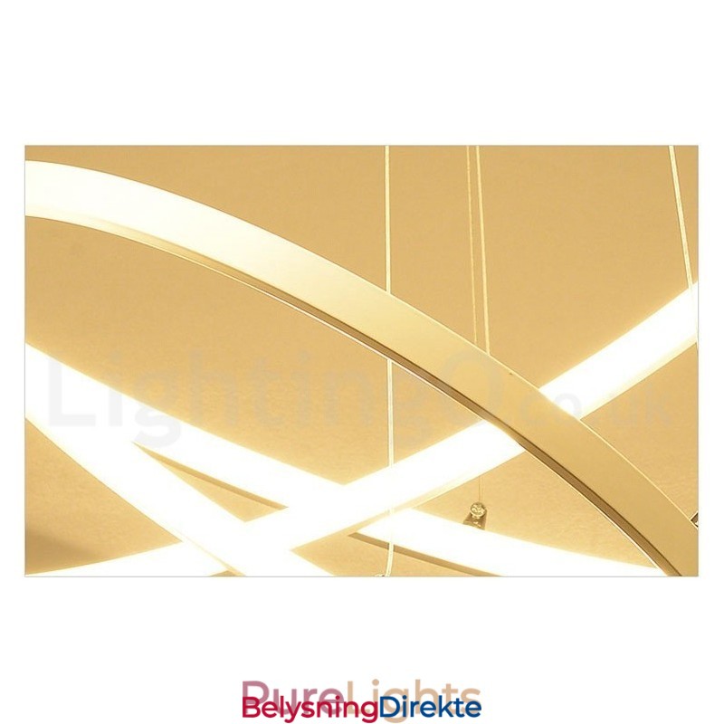 Dimbar Pendellampe Med Fjernkontroll, Moderne Design, Tre Ringer