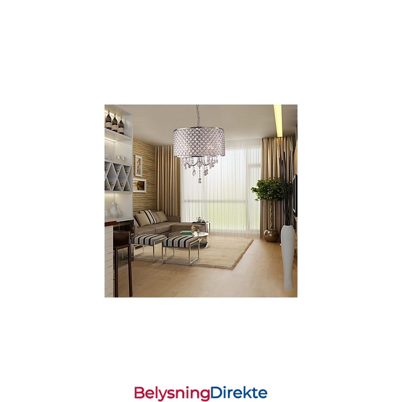 Trommelysekrone Krystall Moderne Pendellampe Med 4 Lys