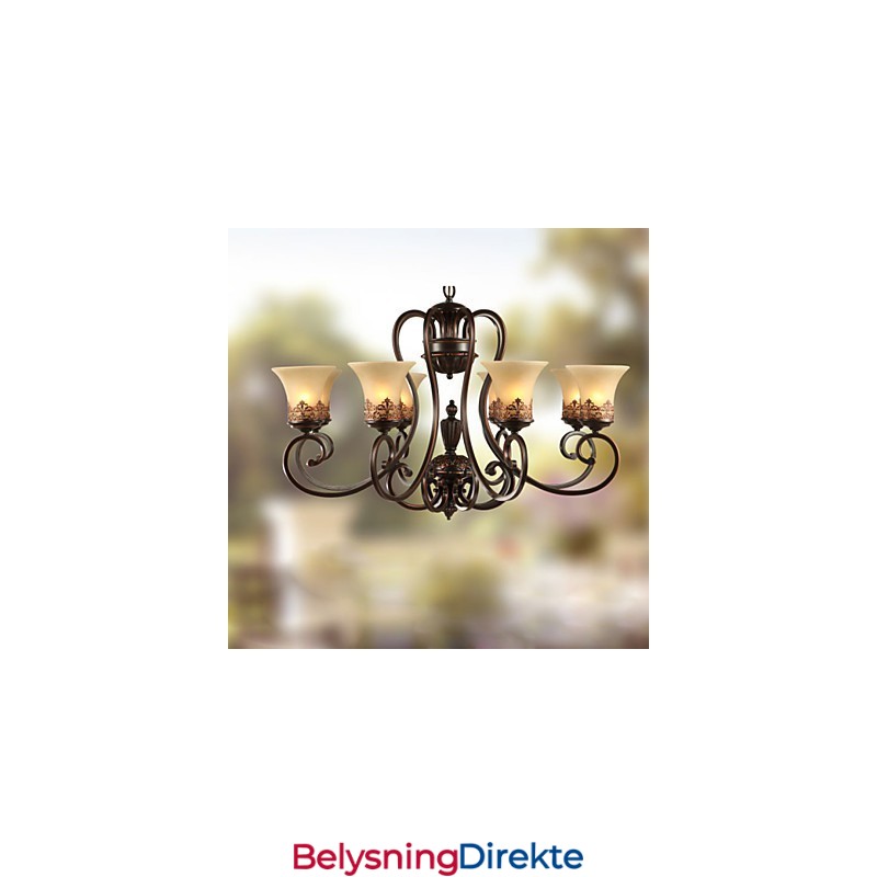 Lysekrone Anhengslampe 8 Lys Vintage Landlig Øy Metall + Glass