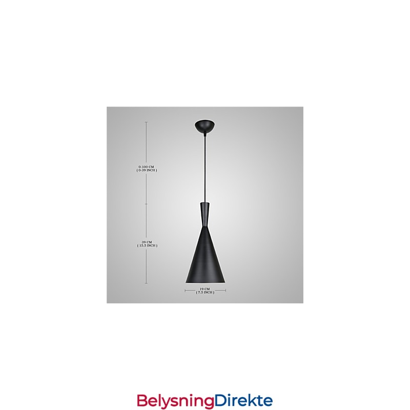 Pendellampe Retro Vintage Tom Dixon Design Svart Hvit C-Type Kafépendellamper